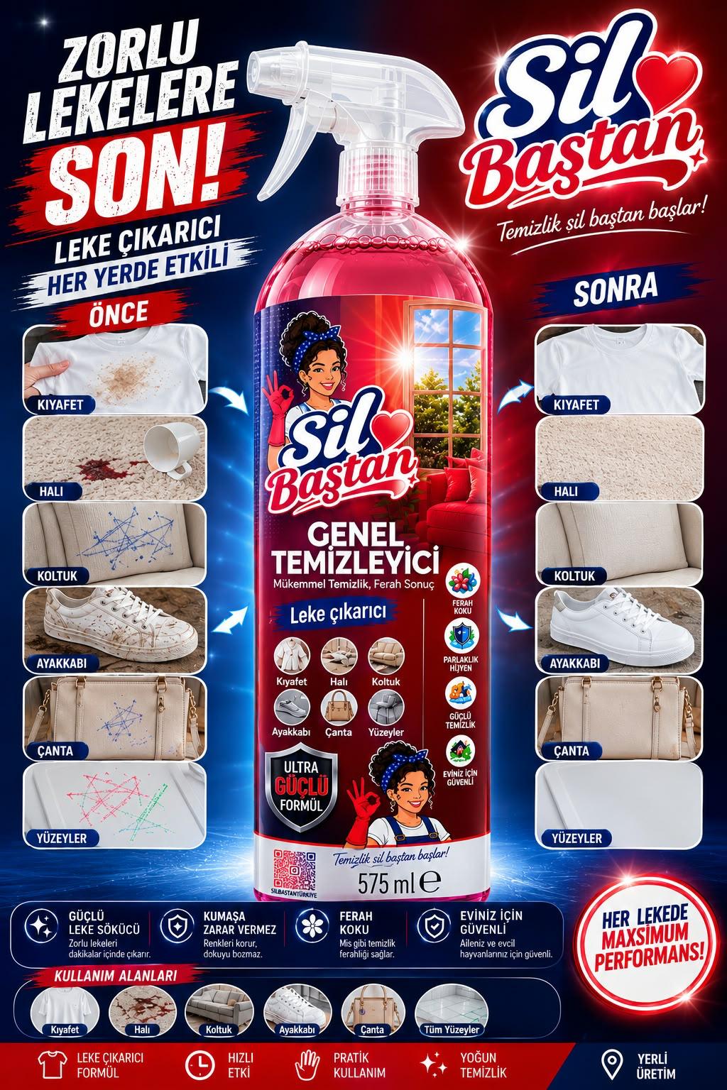 SİL BAŞTAN GENEL TEMİZLEYİCİ LEKE ÇIKARICI 575 ML